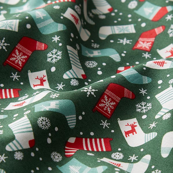 Bio Baumwolle Weihnachten Christmas Socks auf Tannengrün