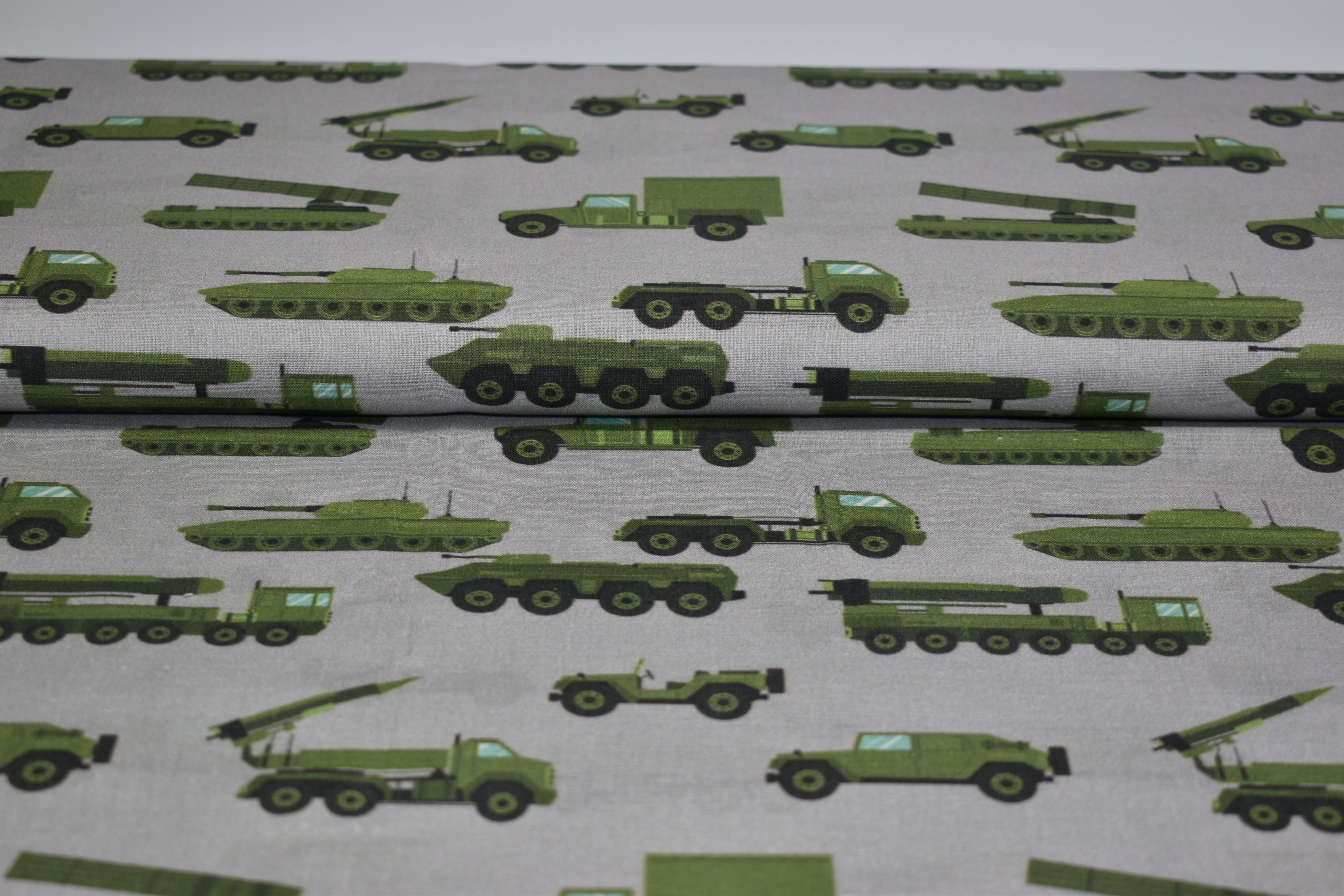 Baumwollstoff Militär Fahrzeuge